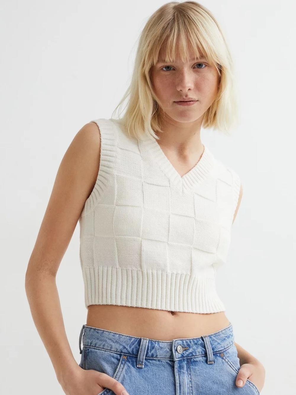 H&M Cream Knitted Sweater Vest
